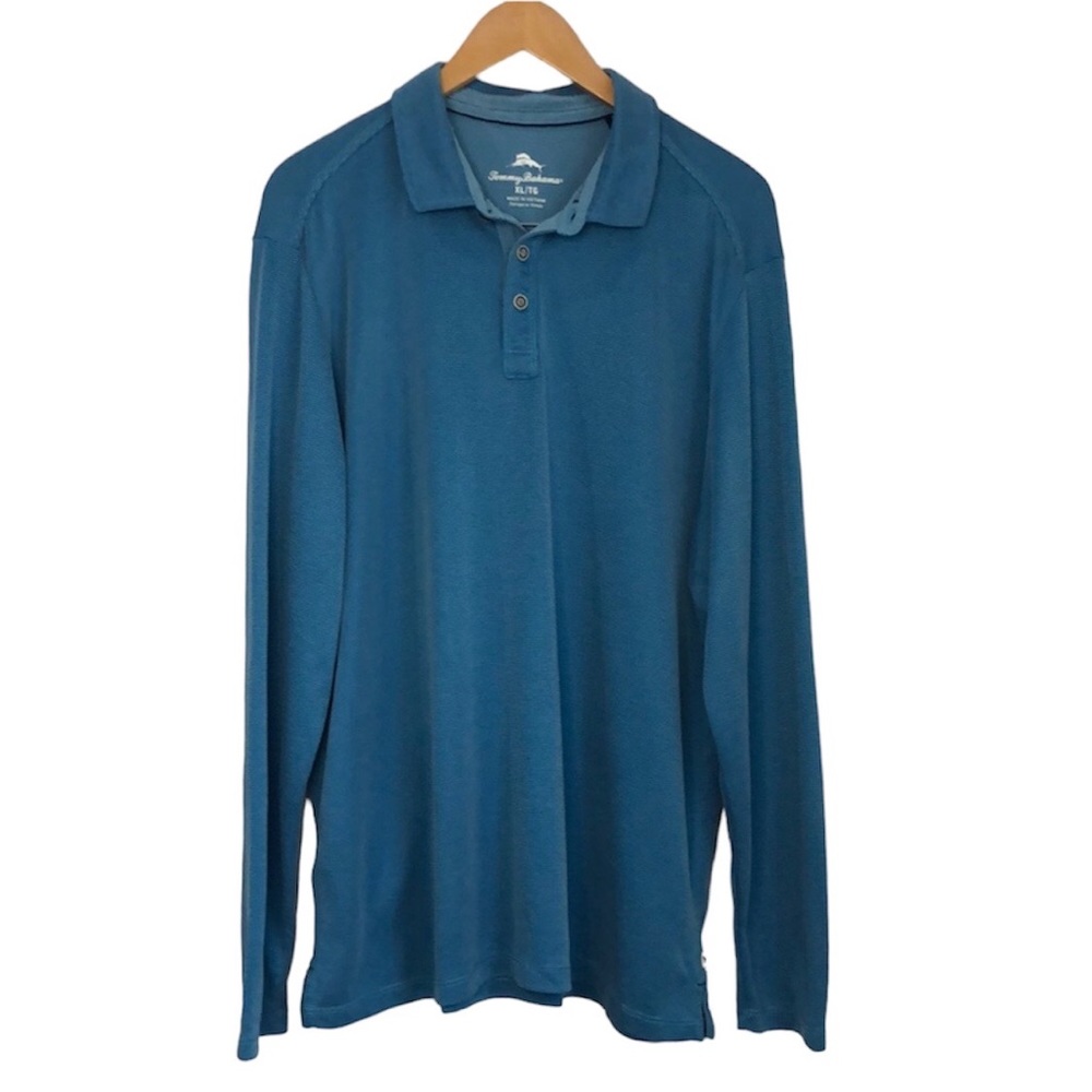 Tommy Bahama Blue Long-Sleeve Polo Shirt